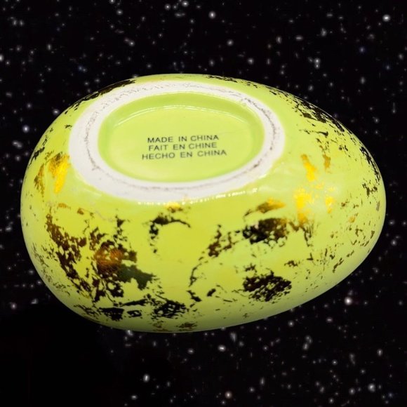 Ceramic Green Egg Shaped Trinket Box Jewelry Container w Gold Decor 5”W 3”T - Picture 8 of 10